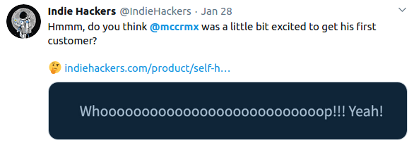 First customer tweet